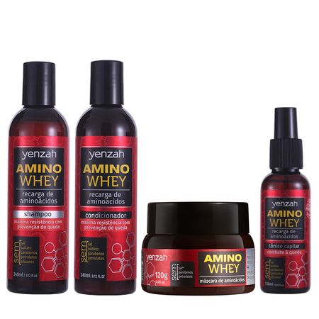 Linha-Kit-Yenzah-Amino-Whey-completo-com-shampoo-condicionador-mascara-e-tonico-antiqueda